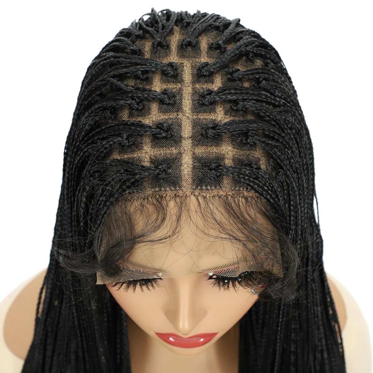 Full Lace Braided Wig with Baby Hair Synthetic Black Wig for Women Glueless Wig Crochet Braiding Hair for Daily Use