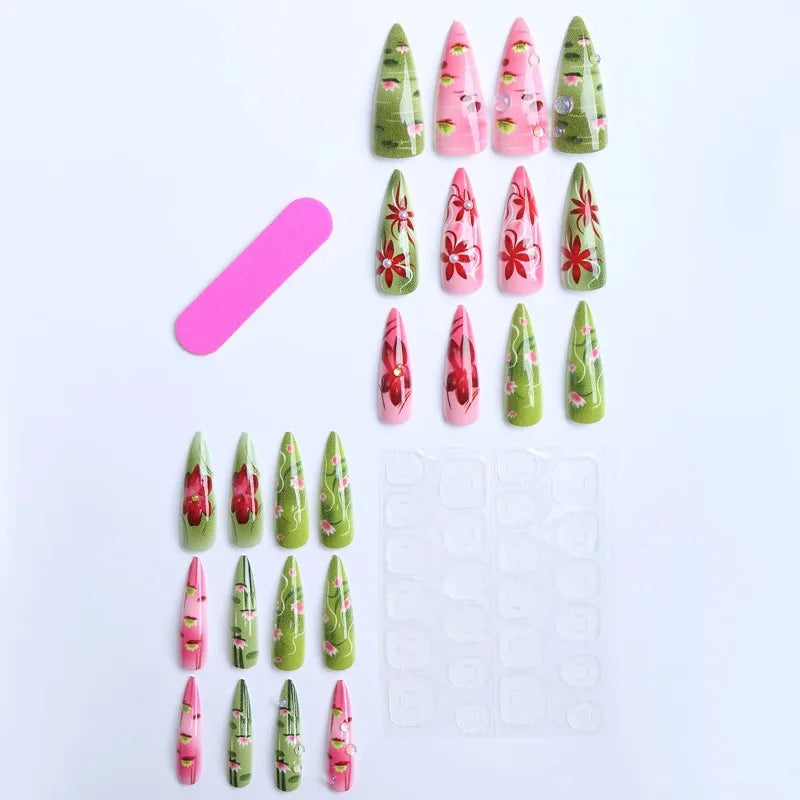 24PCS Stiletto Press on Nails