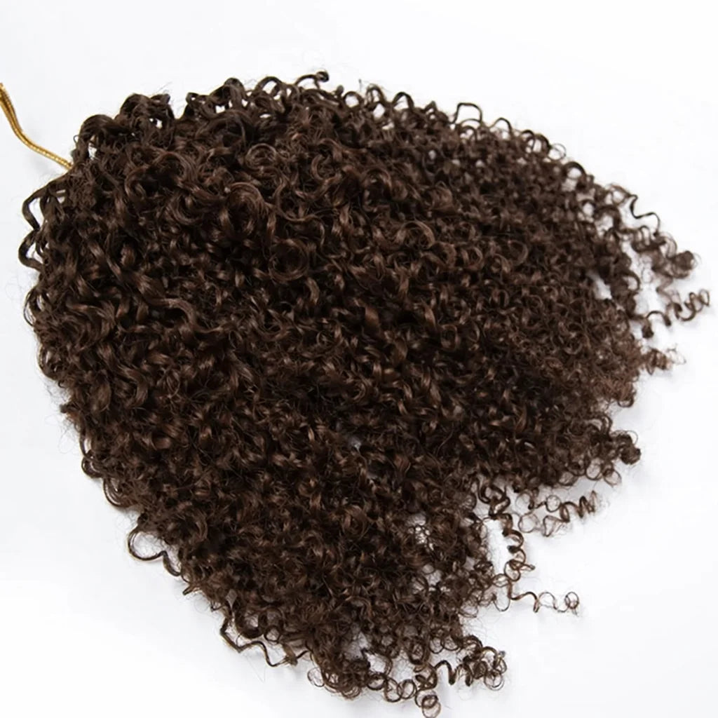 Small Spirals Curly Crochet Human Hair Feather-Line Invisible Knotless Crochet Hair For Women #4 Chocolate Brown Braiding Twist
