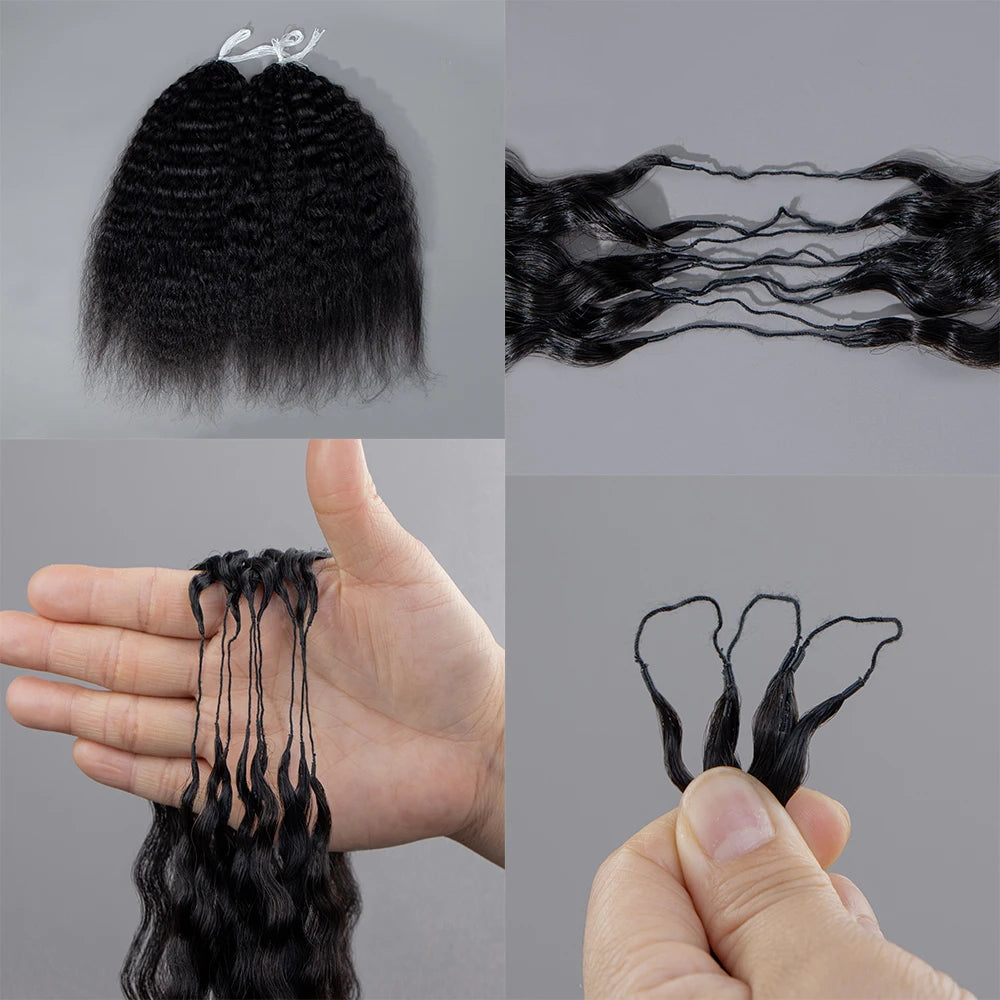 Miracle Knots Kinky Straight Feather Crochet Human Hair Extensions For Black Women Pre Separated Knotless Crochet Braids Hair