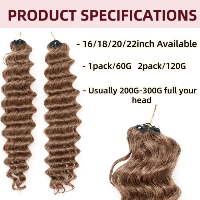 Honey Brown Deep Wave Feather Crochet Human Hair Extension For Black Women Pre-Separated Knotless Invisble Crochet For Braiding