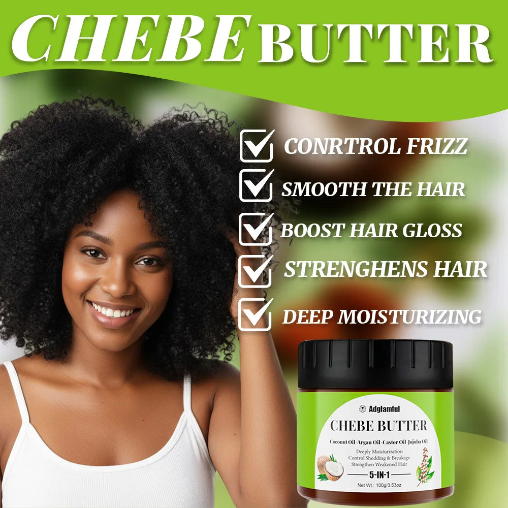Chebe Butter 100g 5-in-1 Hair Oil with Coconut, Argan & Castor Oils – Deep Hydration, Frizz Control & Strength