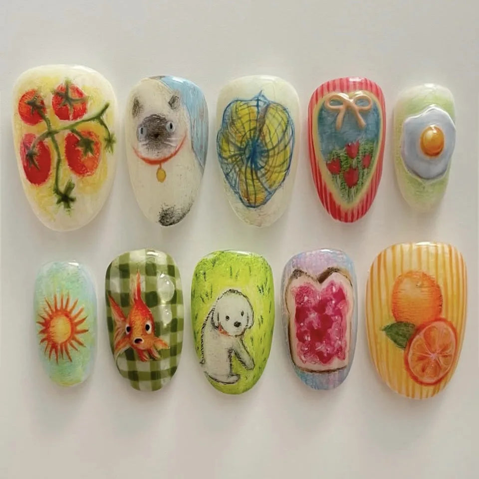 24Pcs Mid-length Almond Press Nails