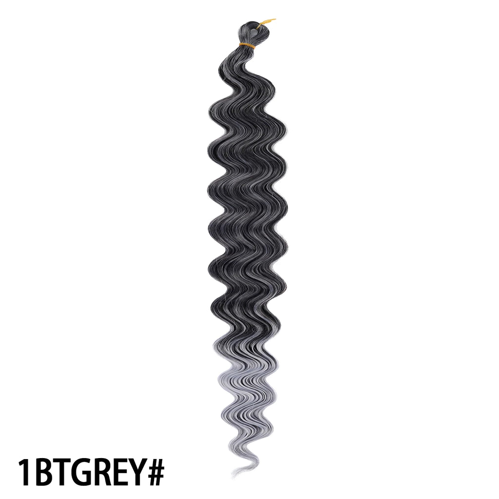 Crochet Hair 30inch 150g Boho Curly Wavy Braiding Hair Deep Water Ocean Wave Synthetic Bohemian Crochet Braids For Women Girls