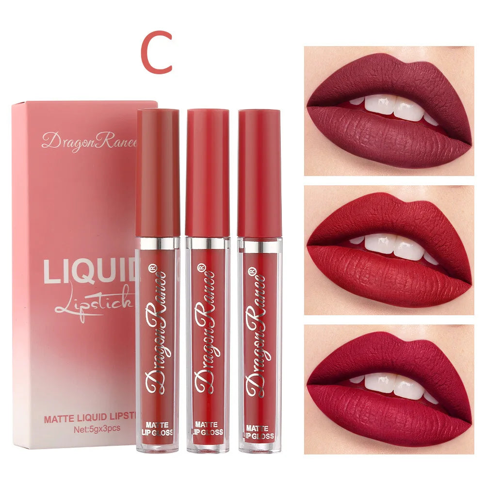 3pcs Velvet Matte Lipstick Set