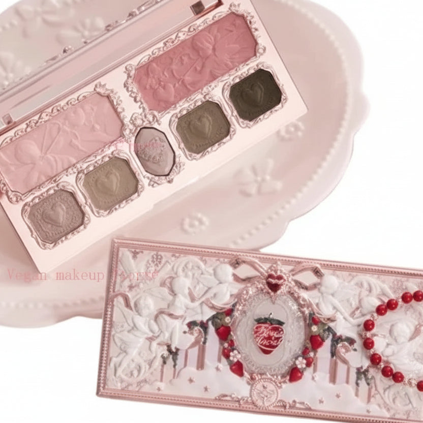 Makeup palette with decorative lid on a white background