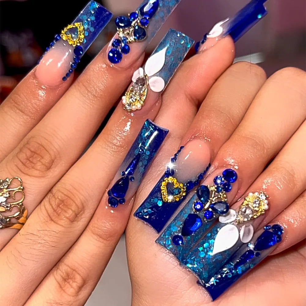 24Pcs Long Square Press on Nails