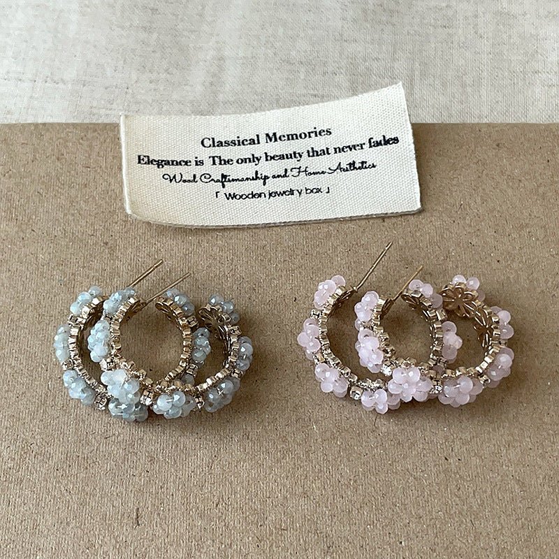 Floret Hoop Earrings in Blue