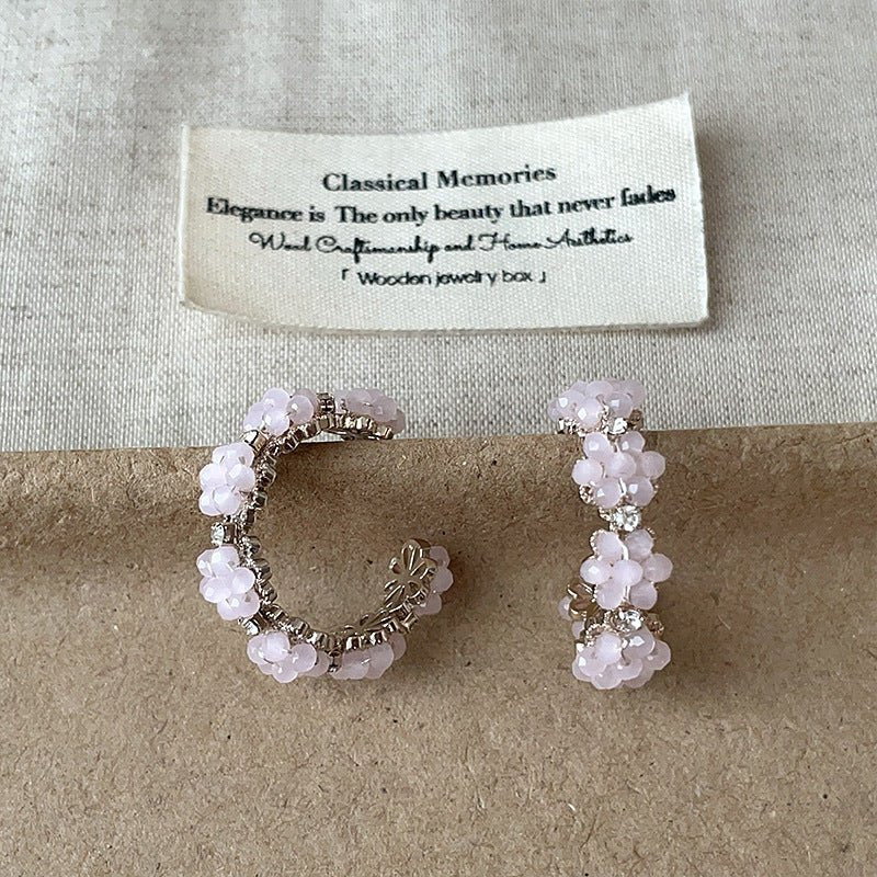 Floret Hoop Earrings in Pink