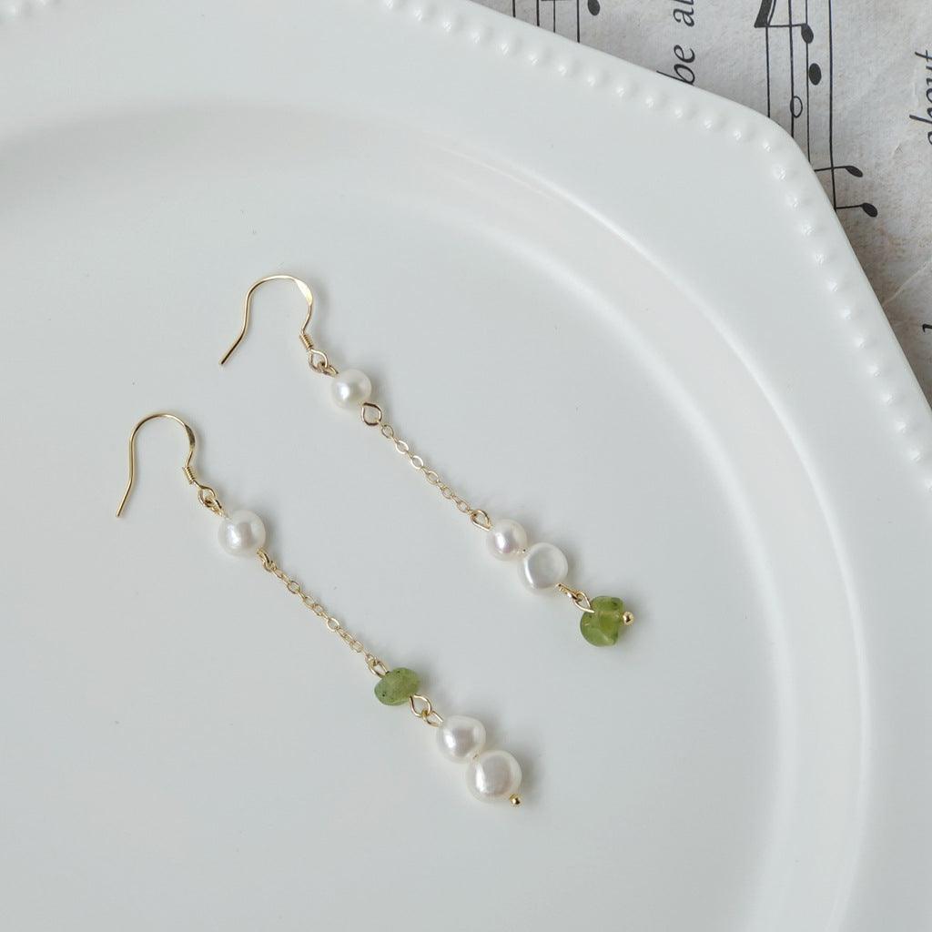 [Clearance] Green Quartz Pearl Earrings (2 Styles)