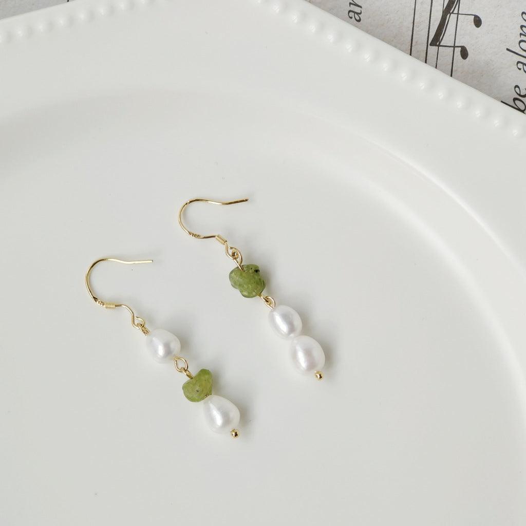 [Clearance] Green Quartz Pearl Earrings (2 Styles)