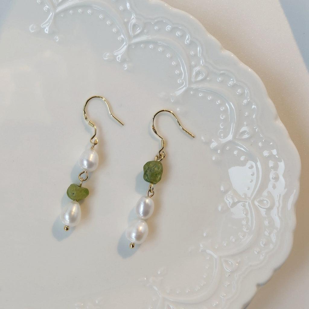 [Clearance] Green Quartz Pearl Earrings (2 Styles)